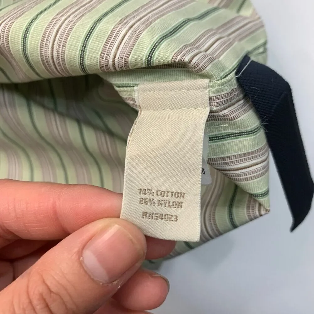Banana Republic Shirt Mens L Limestone Striped Slim Fit Long Sleeve Button Up